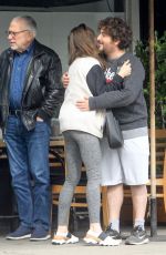 LILY COLLINS and Oliver Cooper Out for Lunch with Friends in Beverly Hills 02/18/2023