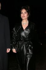 LILY JAMES Arrives at Edward Enninful