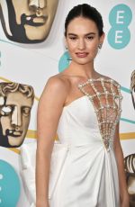 LILY JAMES at EE Bafta Film Awards 2023 in London 02/19/2023