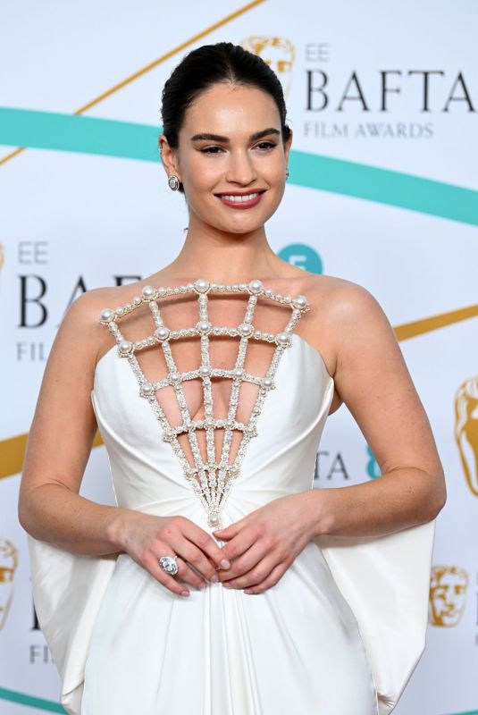 LILY JAMES at EE Bafta Film Awards 2023 in London 02/19/2023