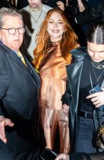 LINDSAY LOHAN Leaves Christian Siriano Fashion Show at NYFW in New York 02/09/2023