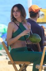 LUCIANA GIMENEZ Walks with Crutches at a Beach in Rio de Janeiro 02/22/2023