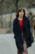MELISSA BENOIST on the Set of The Girls On The Bus in New York 02/12/2023