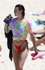 MONTANA COX in a Red Bikini at a Beach in Sydney 02/21/2023