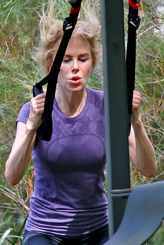 NICOLE KIDMON on a  Workout Session at a Park in Sydney 02/17/2023