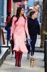 PADMA LAKSHMI Out with Her Dog in New York 02/16/2023