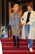 PAMELA ANDERSON Out for Dinner with Her Son Brandon Thomas Lee in New York 02/02/2023