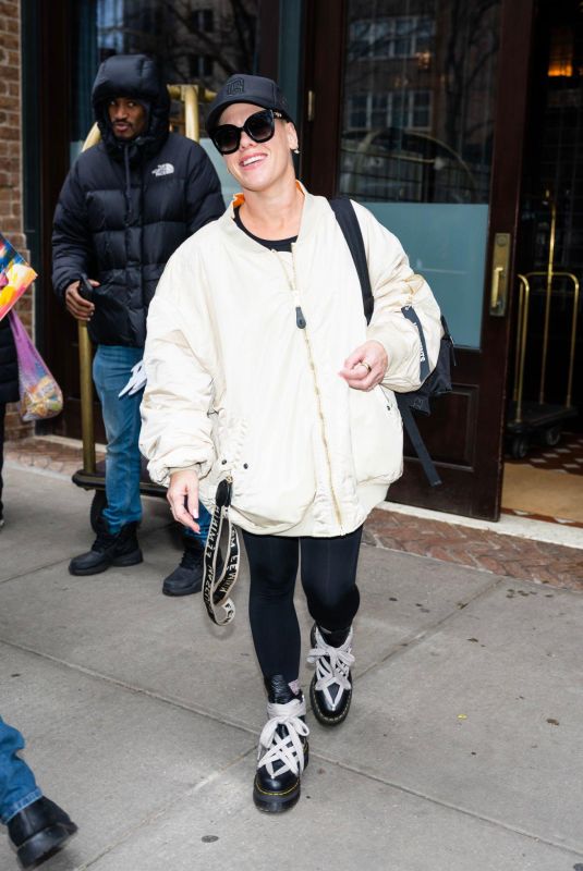 PINK Leaves Her Hotel in New York 02/23/2023