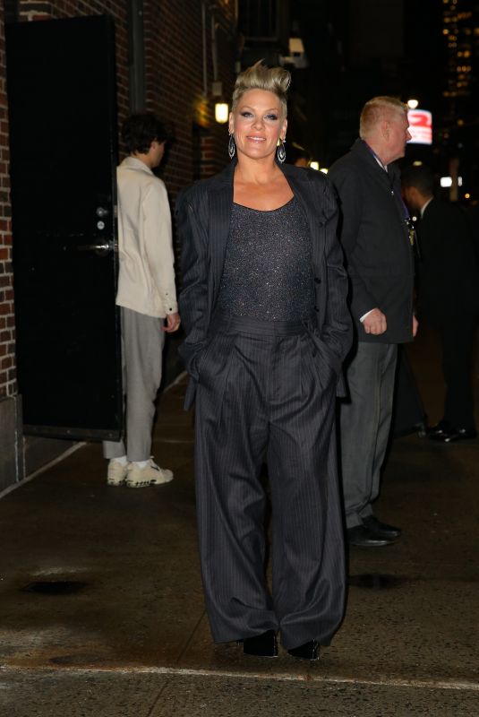 PINK Leaves Late Show with Stephen Colbert in New York 02/21/2023