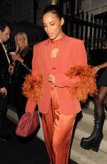 ROCHELLE HUMES Leaves British Vogue and Tiffany & Co. Party in London 02/19/2023