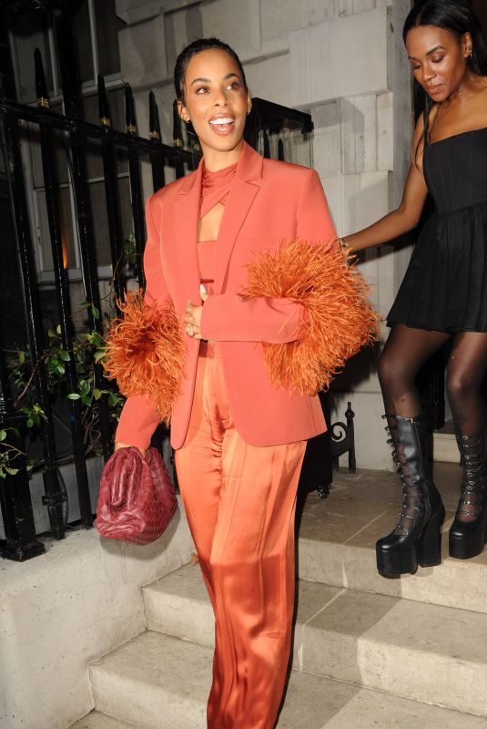 ROCHELLE HUMES Leaves British Vogue and Tiffany & Co. Party in London 02/19/2023