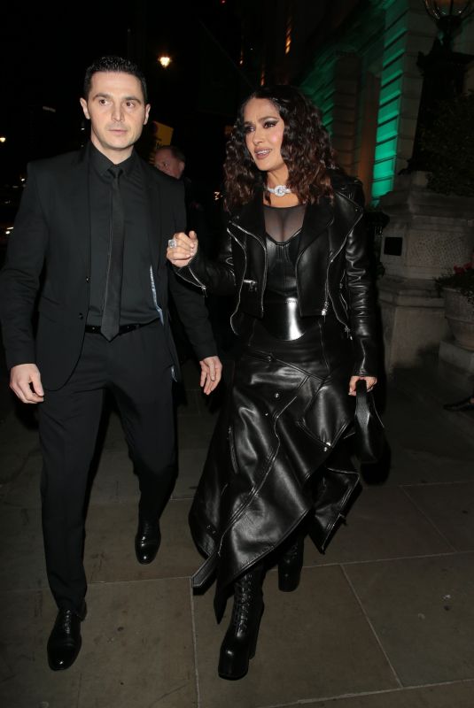 SALMA HAYEK Arrive at Warner Records Brit Awards Aafterparty in London 02/11/2023