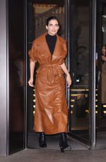 SARA SAMPAIO in a Brown Leather Trench Coat Out at Milan Fashion Week 02/22/2023