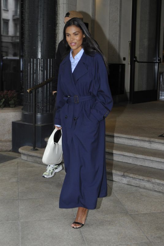 TINA KUNAKEY Leaves Hotel Palazzo in Milan 02/24/2023