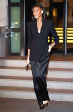 WINNIE HARLOW Heading to Roberto Cavalli Show at Milan Fashion Week 02/22/2023