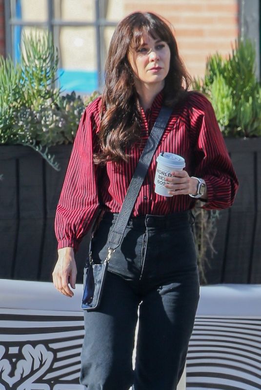 ZOOEY DESCHANEL Out for Coffee at Alfred Coffee in Santa Monica 02/08/2023