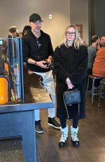 AMBYR CHIKDERS with Her New Boyfriend at Starbucks at Beverly Green Mall in Beverly Hills 03/10/2023