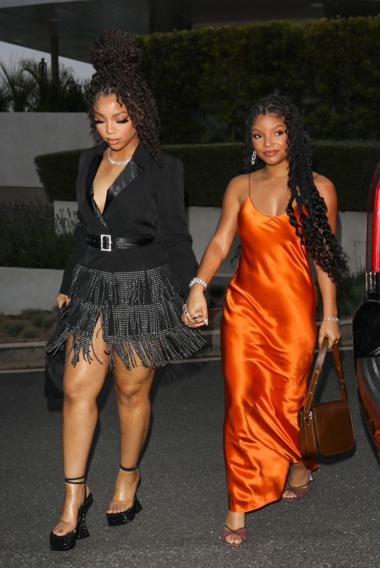 CHLOE and HALLE BAILEY Arrives at Jennifer Lopez X Revolve Collab Party in Los Angeles 03/18/2023