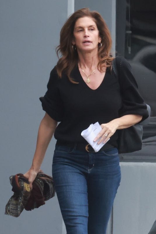 CINDY CRAWFORD Arrives at Photoshoot at a Studio in Santa Monica 03/13/2023
