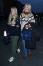 CLAUDIA SCHIFFER and CLEMENTINE POPPY DE VERDE DRUMMOND Leave Stamford Bridge in London 03/04/2023