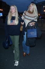 CLAUDIA SCHIFFER and CLEMENTINE POPPY DE VERDE DRUMMOND Leave Stamford Bridge in London 03/04/2023