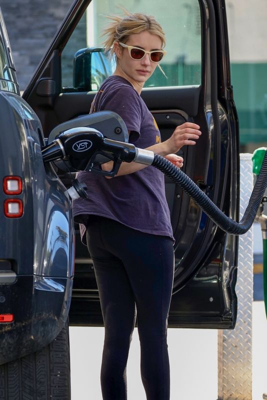 EMMA ROBERTS at a Gas Station in West Hollywood 03/28/2023