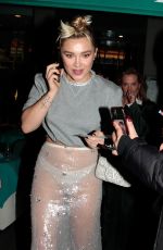 FLORENCE PUGH Leaves Valentino Dinner at Caviar Kaspia in Paris 03/05/2023