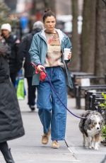 HELENA CHRISTENSEN Out with Her Dog in New York 03/24/2023