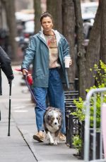 HELENA CHRISTENSEN Out with Her Dog in New York 03/24/2023