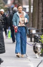 HELENA CHRISTENSEN Out with Her Dog in New York 03/24/2023
