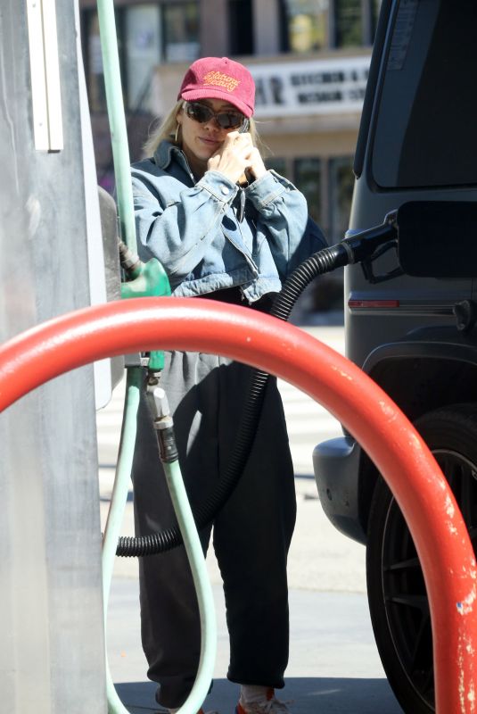 HILARY DUFF at a Gas Station in Los Angeles 03/02/2023