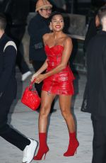 INDYA MOORE Arrives at Alexander McQueen Womenswear Fall/Winter 2023-2024 Show at Paris Fashion Week 03/04/2023