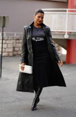 INDYA MOORE Arrives at Courreges Fashion Show at Paris Fashion Week 03/01/2023