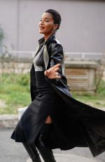 INDYA MOORE Arrives at Courreges Fashion Show at Paris Fashion Week 03/01/2023