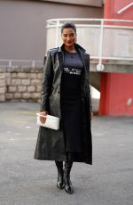 INDYA MOORE Arrives at Courreges Fashion Show at Paris Fashion Week 03/01/2023