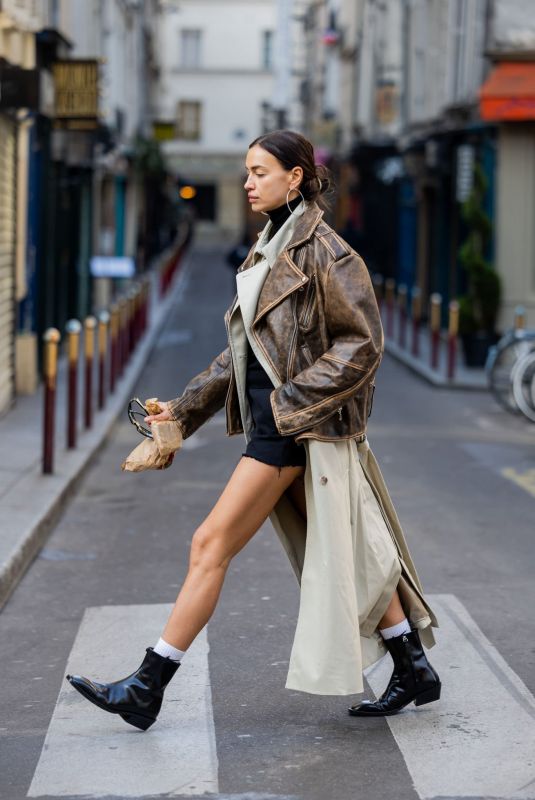 IRINA SHAYK Out and About in Paris 03/01/2023