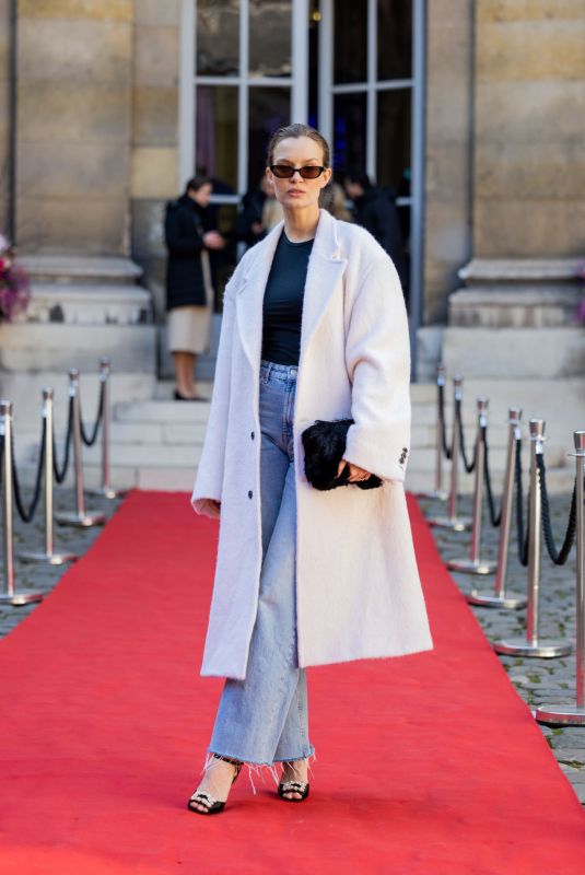 JOSEPHINE SKRIVER Arrives at La Maison Vivier Fashion Show in Paris 03/02/2023