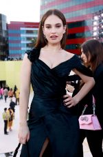 LILY JAMES at Versace FW23 Fashion Show at Pacific Design Center in West Hollywood 03/09/2023