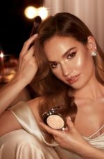 LILY JAMES for Charlotte Tilbury Hollywood Glow Glide Campaign 2023