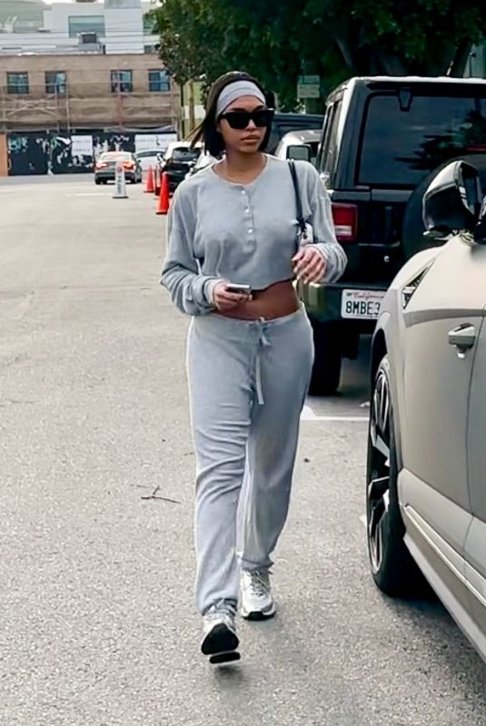 LORI HARVEY Leaves SEV Laser on Melrose Place in West Hollywood 03/29/2023