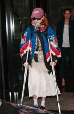 NATALIA DYER Leaves Her Hotel with Crutches in Paris 03/27/2023