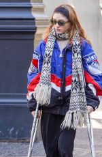 NATALIA DYER Walks with the Help of Crutches Out in New York 03/20/2023