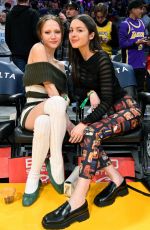 OLIVIA RODRIGO and IRIS APATOW at Oklahoma City Thunder vs Los Angeles Lakers Game at Crypto.com Arena 03/24/2023