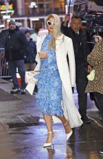 PARIS HILTON in a Baby Blue Floral Dress Out in New York 03/14/2023
