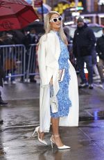 PARIS HILTON in a Baby Blue Floral Dress Out in New York 03/14/2023
