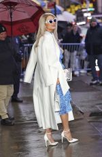 PARIS HILTON in a Baby Blue Floral Dress Out in New York 03/14/2023
