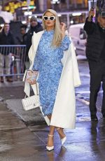 PARIS HILTON in a Baby Blue Floral Dress Out in New York 03/14/2023