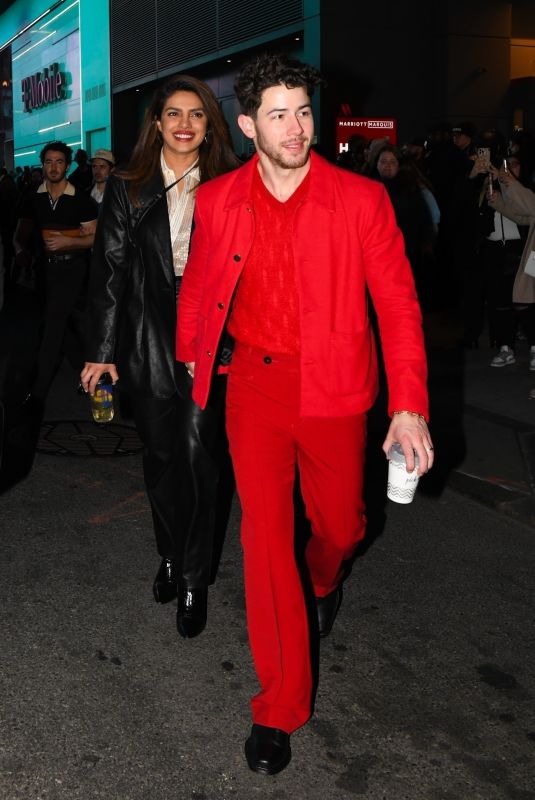 PRIYANKA CHOPRA and Nick Jonas Leaves Marquis Theater in Times Square in New York 03/17/2023