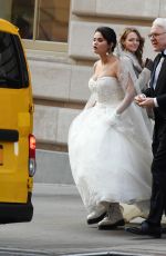 SELENA GOMEZ in a Wedding Dress on the Set of Only Murders in the Building with Martin Short and Steve Martin in New York 03/21/2023