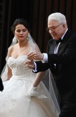 SELENA GOMEZ in a Wedding Dress on the Set of Only Murders in the Building with Martin Short and Steve Martin in New York 03/21/2023